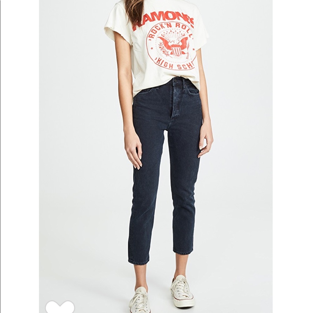 AGOLDE Black High-Rise Straight Crop Jeans